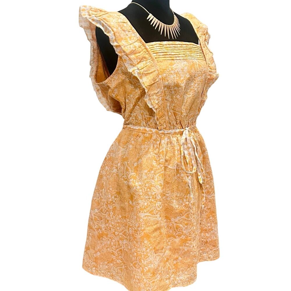 French Connection Orange Floral Square Neck Mini Dress Size 10 Ruffle Strap